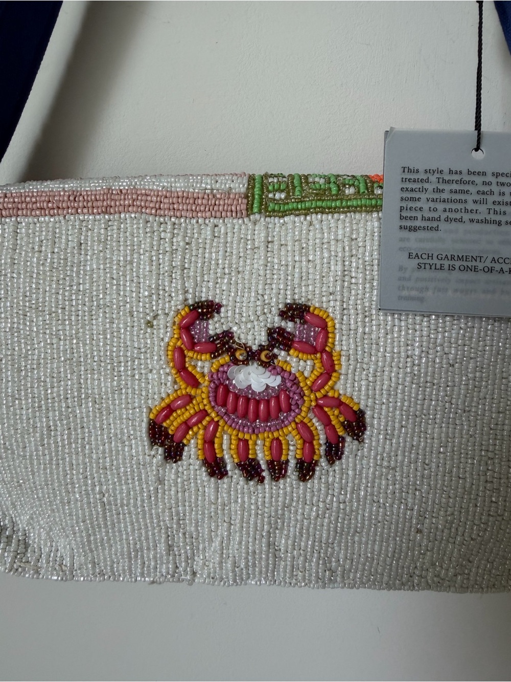 America & beyond Beaded fish crab colorful striped Shoulder Bag - Picture 8 of 8